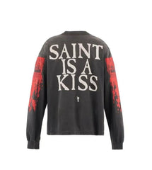 Saint Michael Graphic Art & Kiss Slogan Sweatshirt