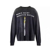 Saint Michael Sword Graphic & Text Long Sleeve Sweatshirt