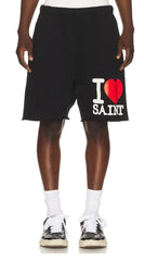 Saint Michael I Love Saint Heart Print Casual Sweat Shorts