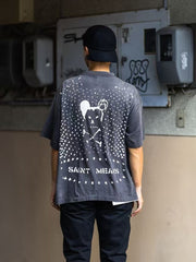 Saint Michael Graphic Skull & Stud Pattern Vintage T-Shirt