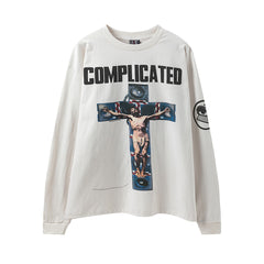 Saint Michael Complicated Cross Print Sweatshirt