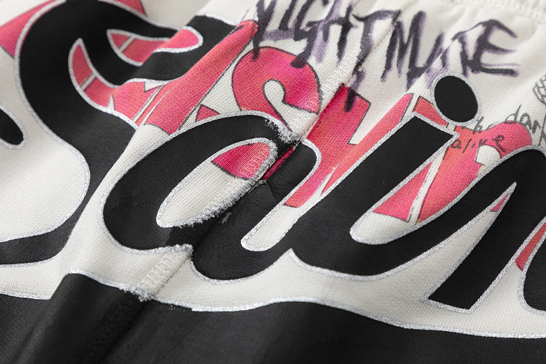 Saint Michael Graffiti Anime Graphic Collaged Sweat Shorts