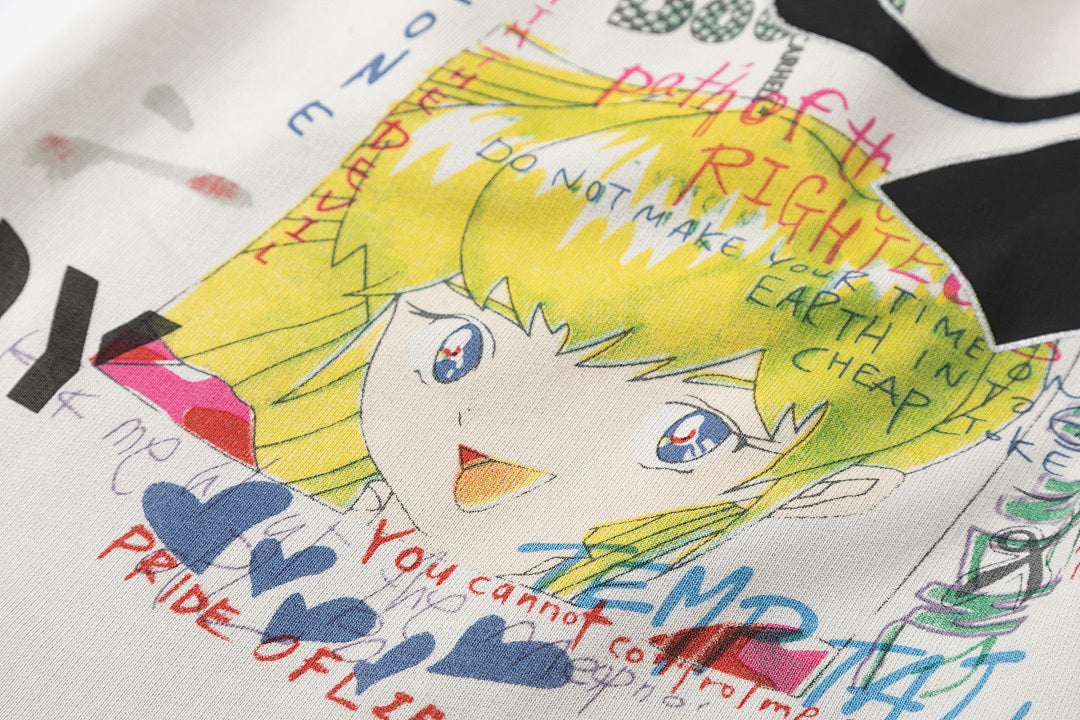 Saint Michael Graffiti Anime Graphic Collaged Sweat Shorts