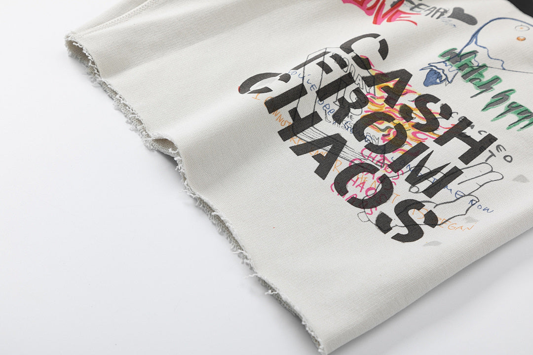 Saint Michael Graffiti Anime Graphic Collaged Sweat Shorts