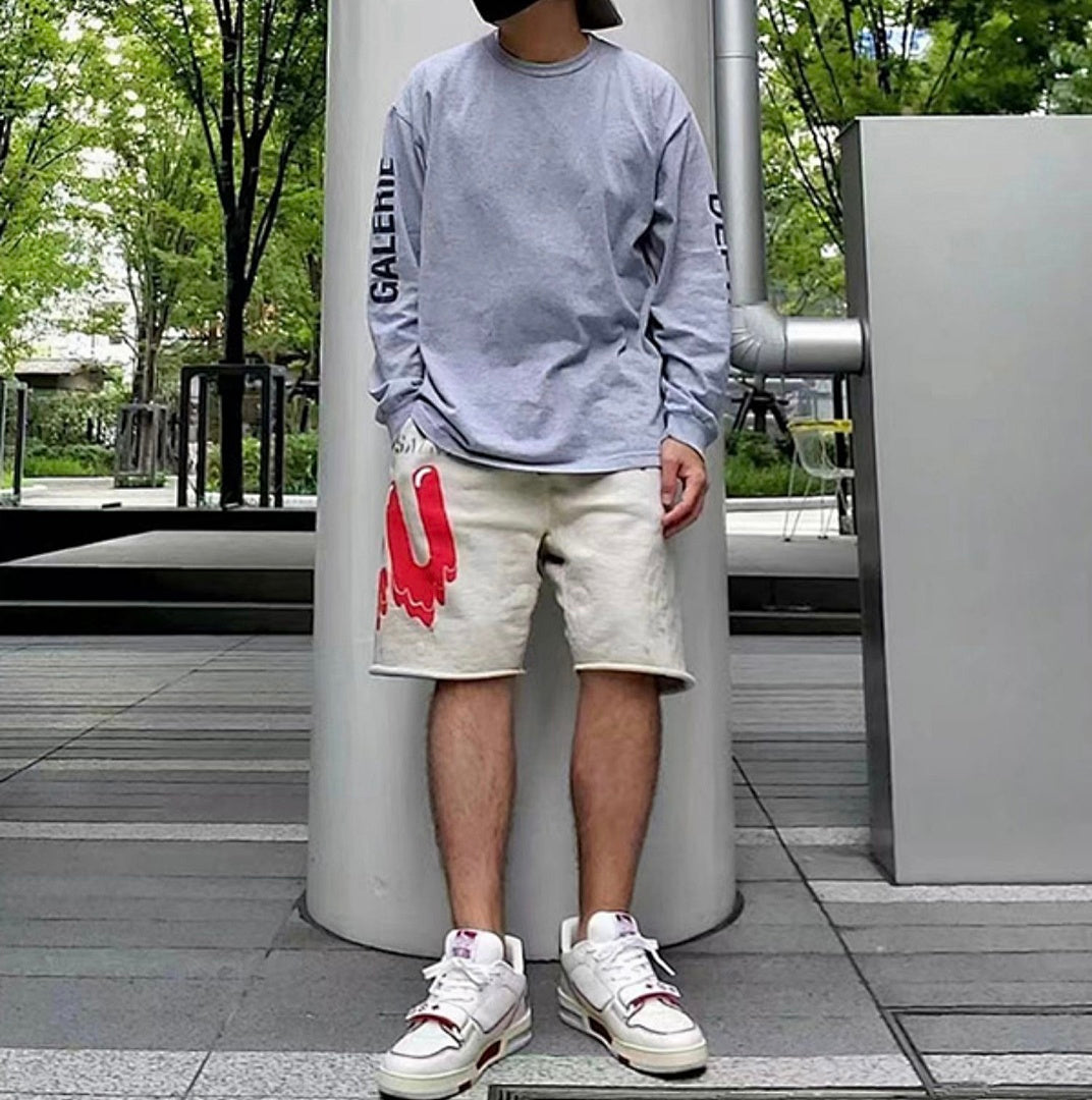 Saint Michael Dripping Heart & Lettering Graphic Sweat Shorts