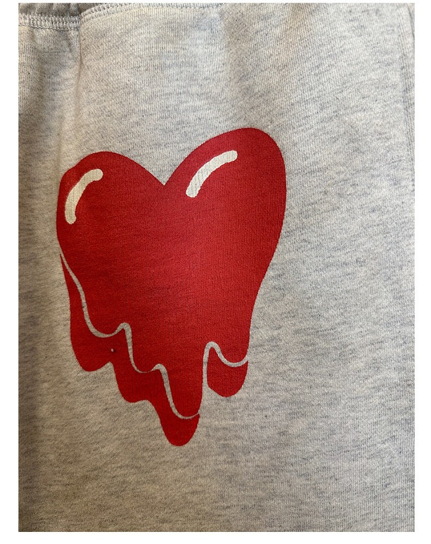 Saint Michael Dripping Heart & Lettering Graphic Sweat Shorts
