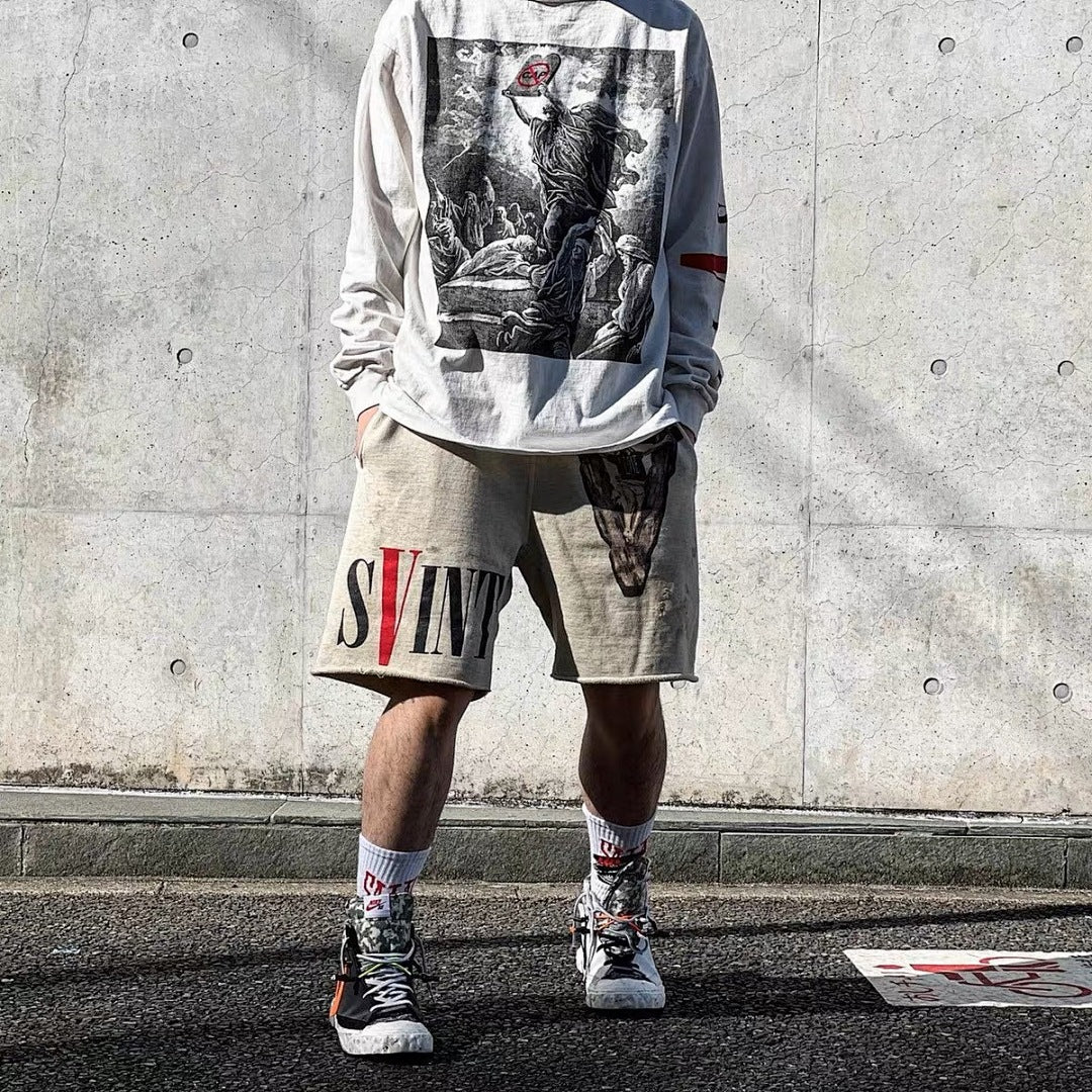 Saint Michael Praying Hands & Bold Lettering Sweat Shorts