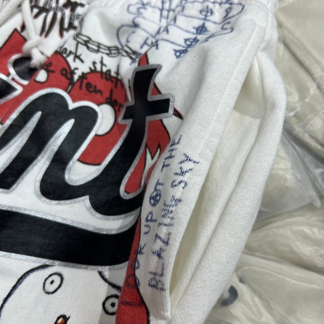 Saint Michael Graffiti Anime Graphic Collaged Sweat Shorts