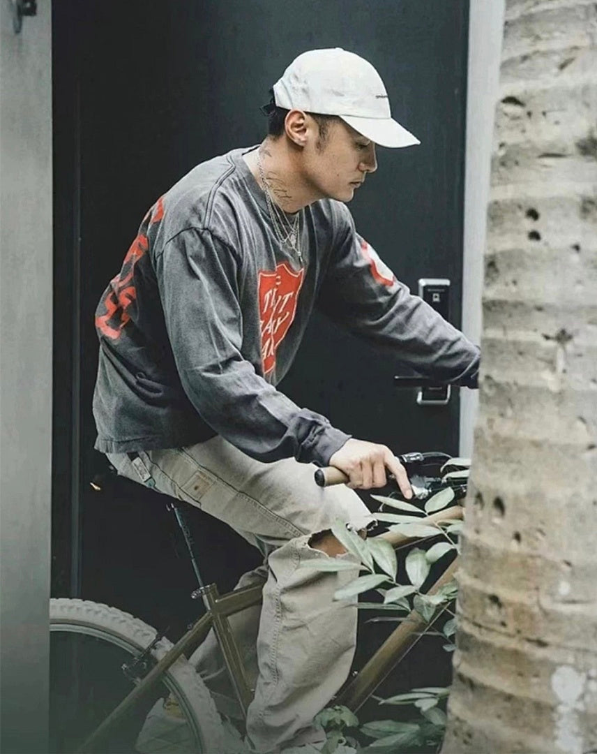 Saint Michael Emblem Patch & Slogan Back Print Sweatshirt