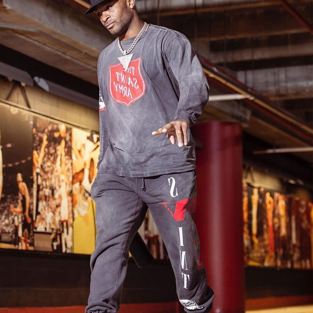 Saint Michael Emblem Patch & Slogan Back Print Sweatshirt