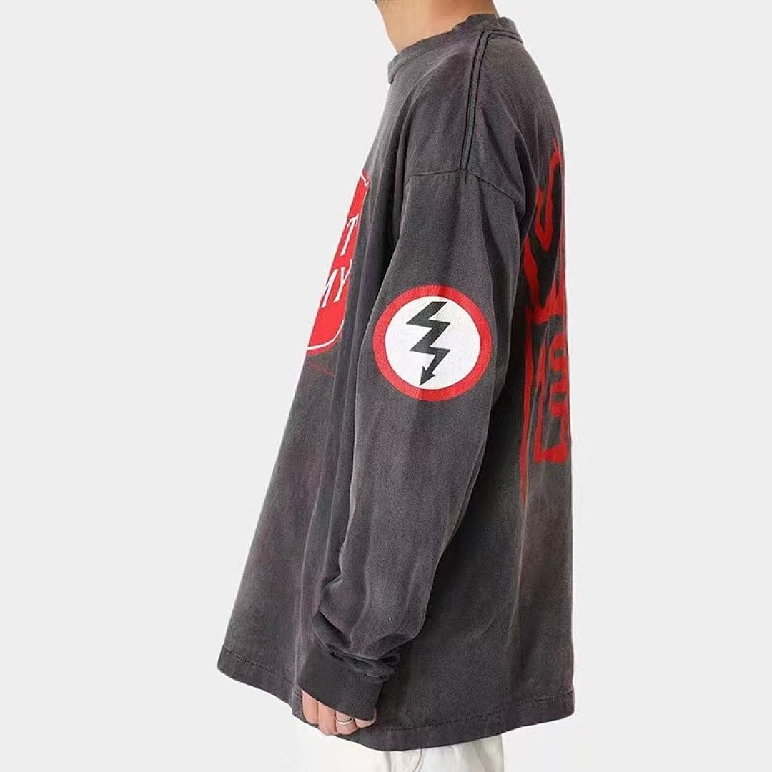 Saint Michael Emblem Patch & Slogan Back Print Sweatshirt