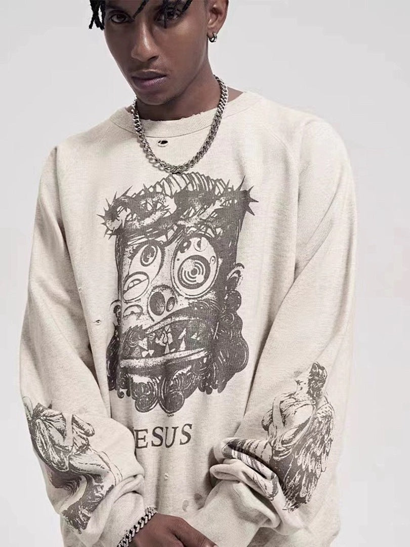 Saint Michael ST121 Jesus Crest Sleeve Graphic Sweatshirt