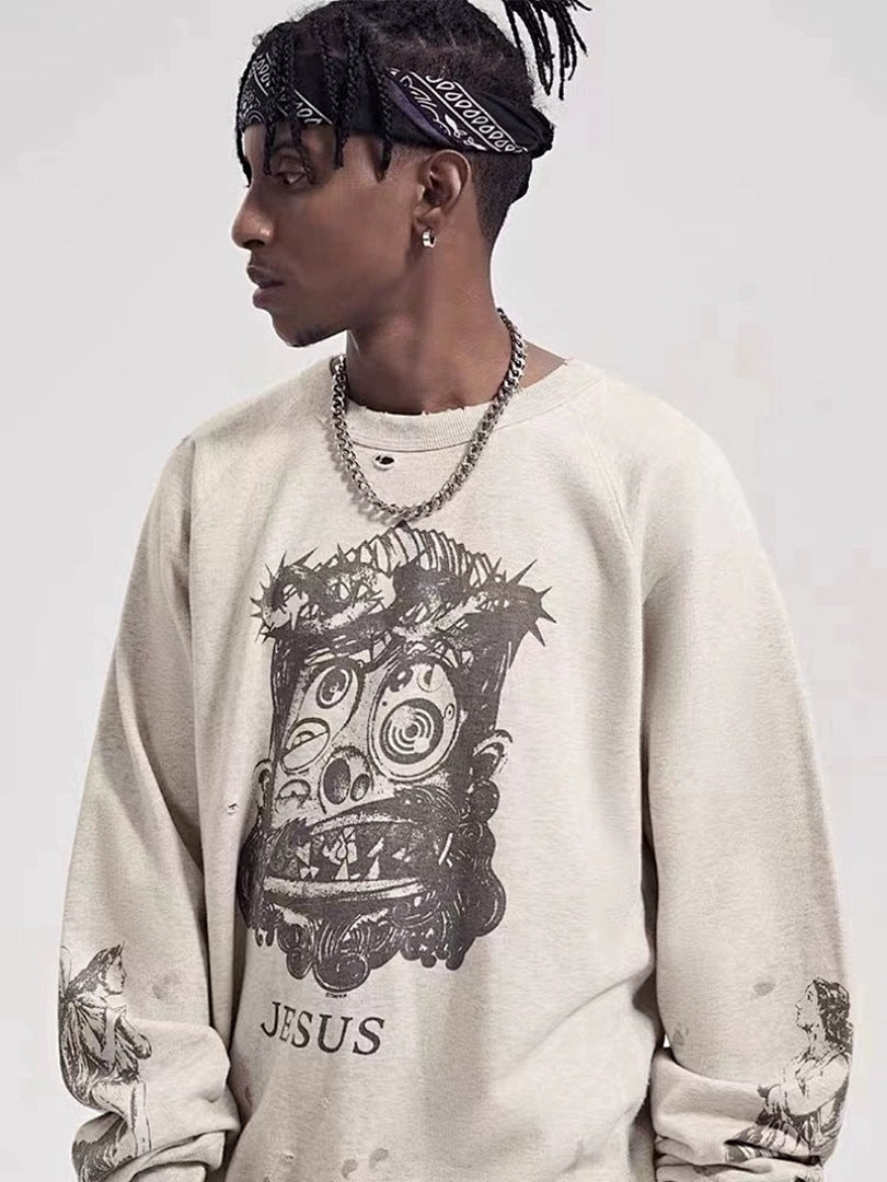 Saint Michael ST121 Jesus Crest Sleeve Graphic Sweatshirt