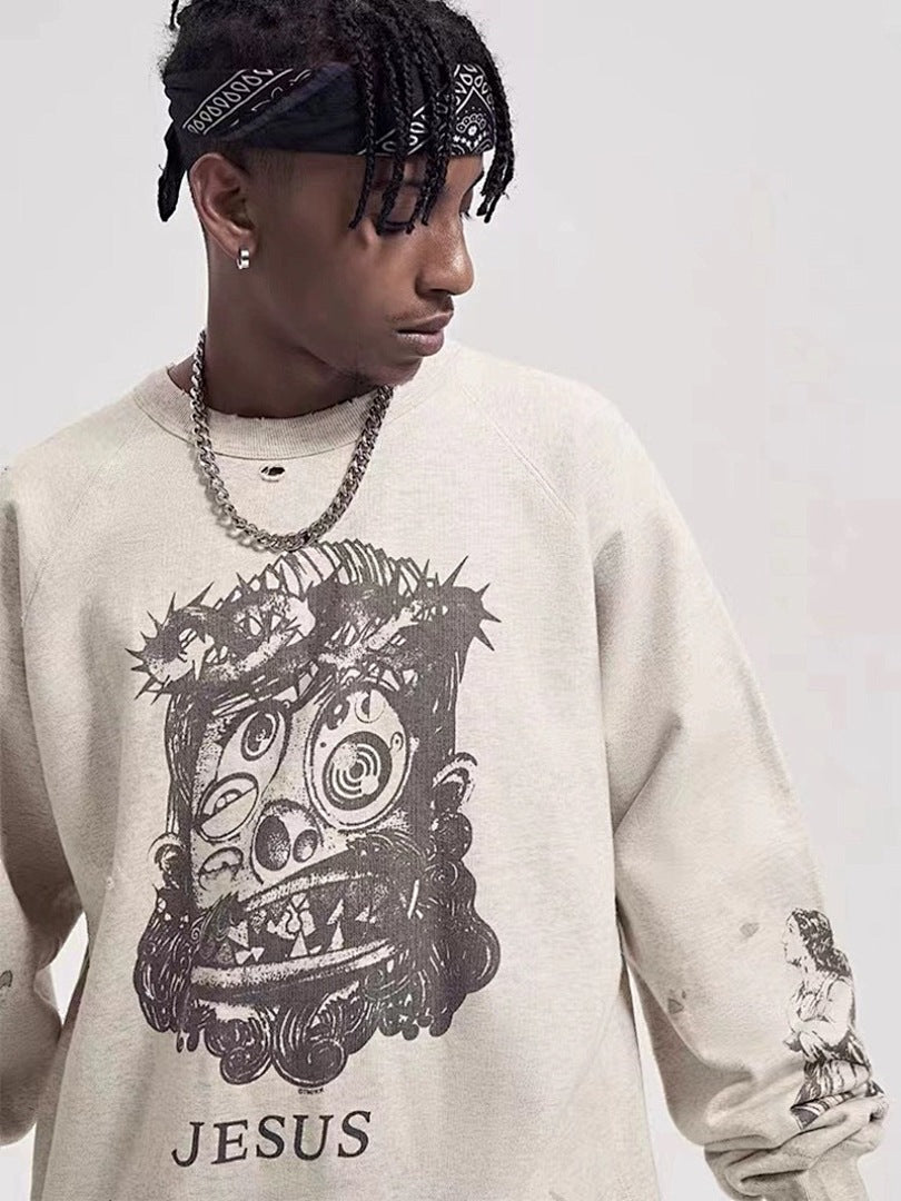 Saint Michael ST121 Jesus Crest Sleeve Graphic Sweatshirt