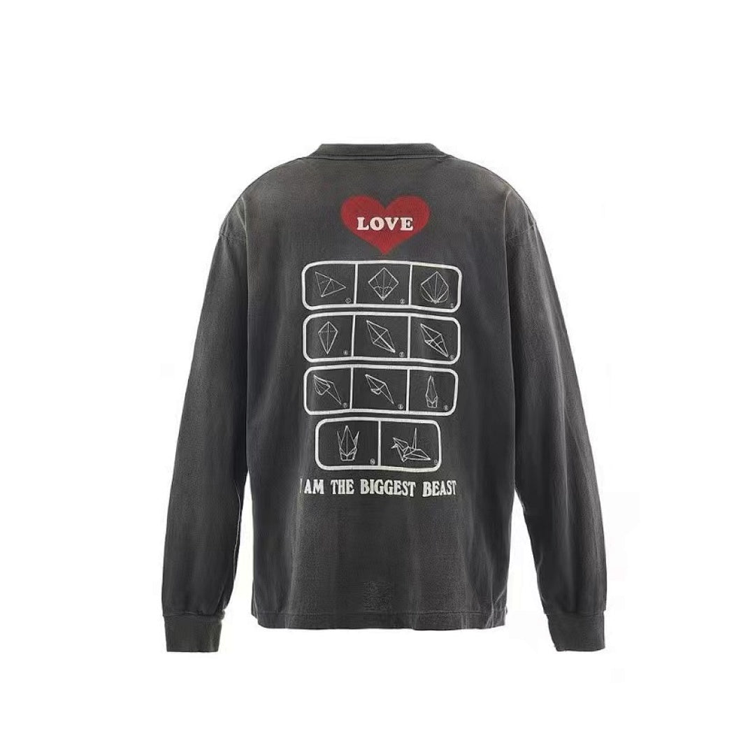 Saint Michael Love Patchwork Graphic Sweatshirt