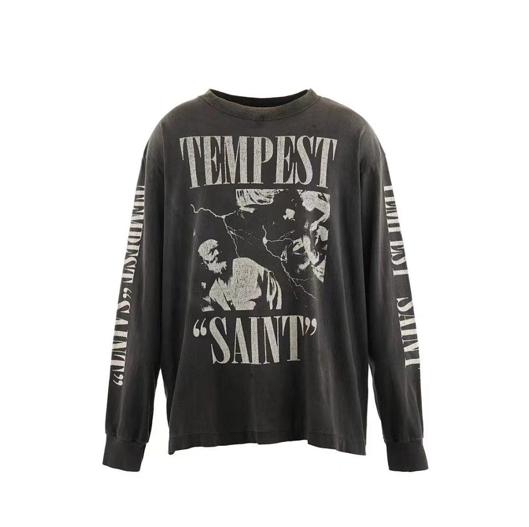 Saint Michael Tempest Graphic & Back Script Sweatshirt