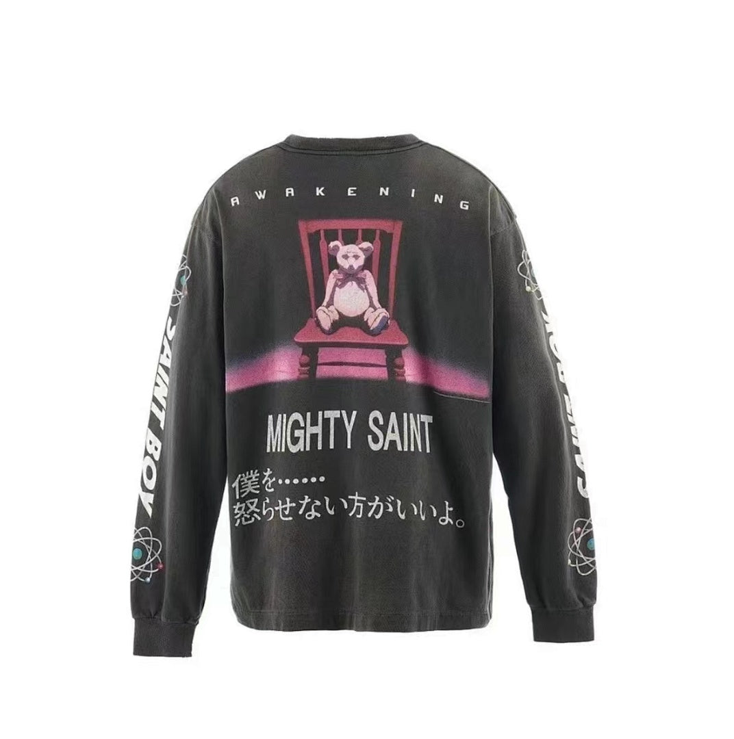 Saint Michael Character Artwork & Text Graphic Sweatshirt