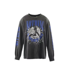 Saint Michael Distressed Graphic Art Long Sleeve Sweatshirt