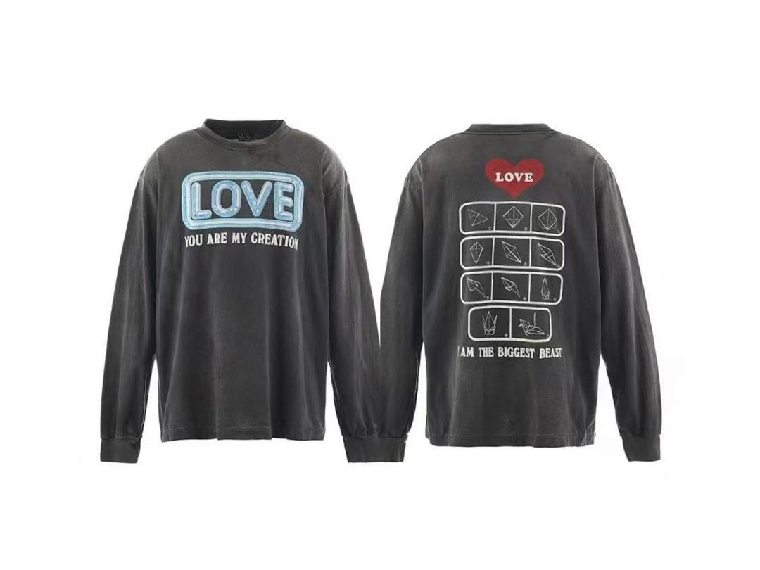 Saint Michael Love Patchwork Graphic Sweatshirt