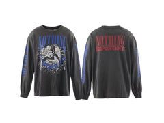 Saint Michael Distressed Graphic Art Long Sleeve Sweatshirt