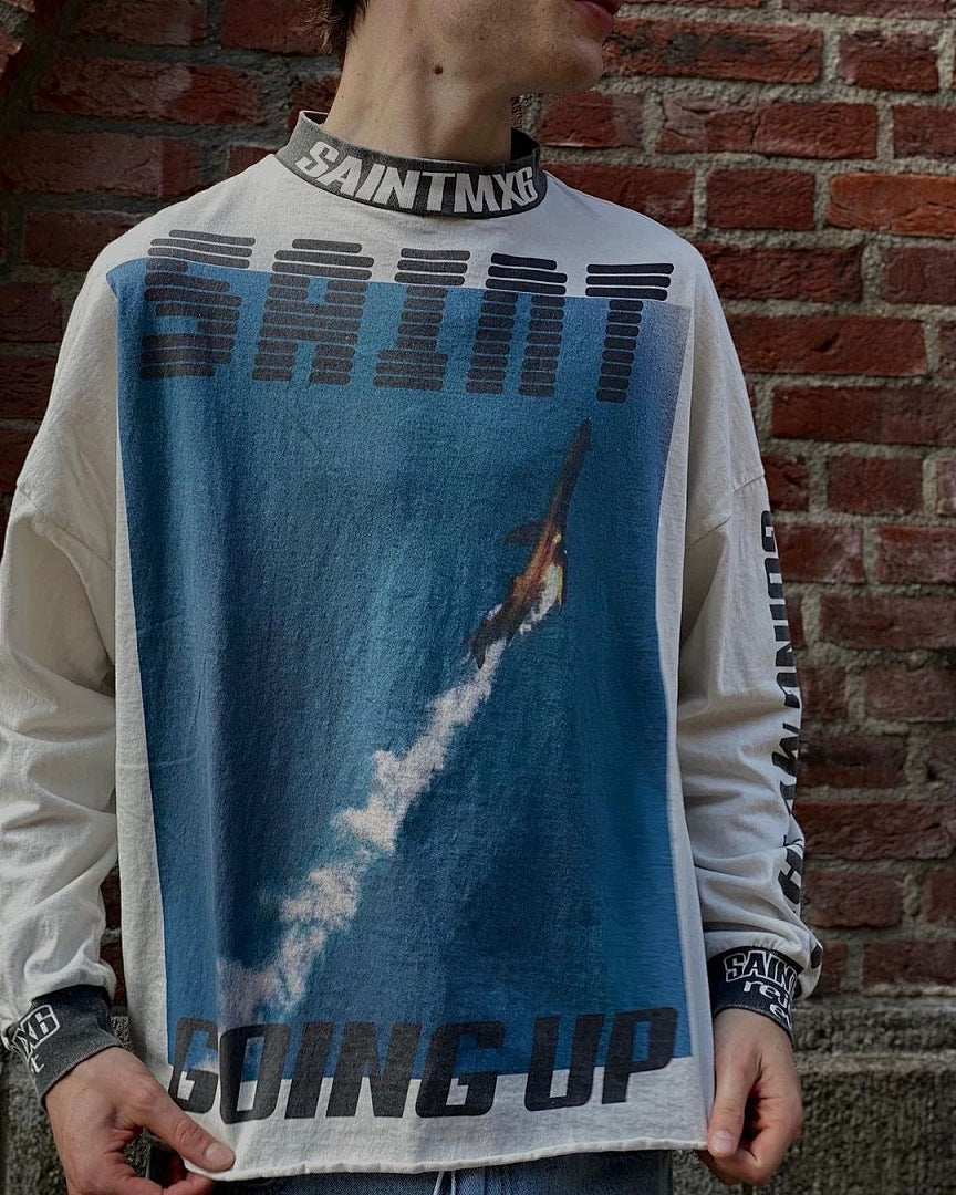 Saint Michael High-Collar Lightning & Arch Logo Sweatshirt