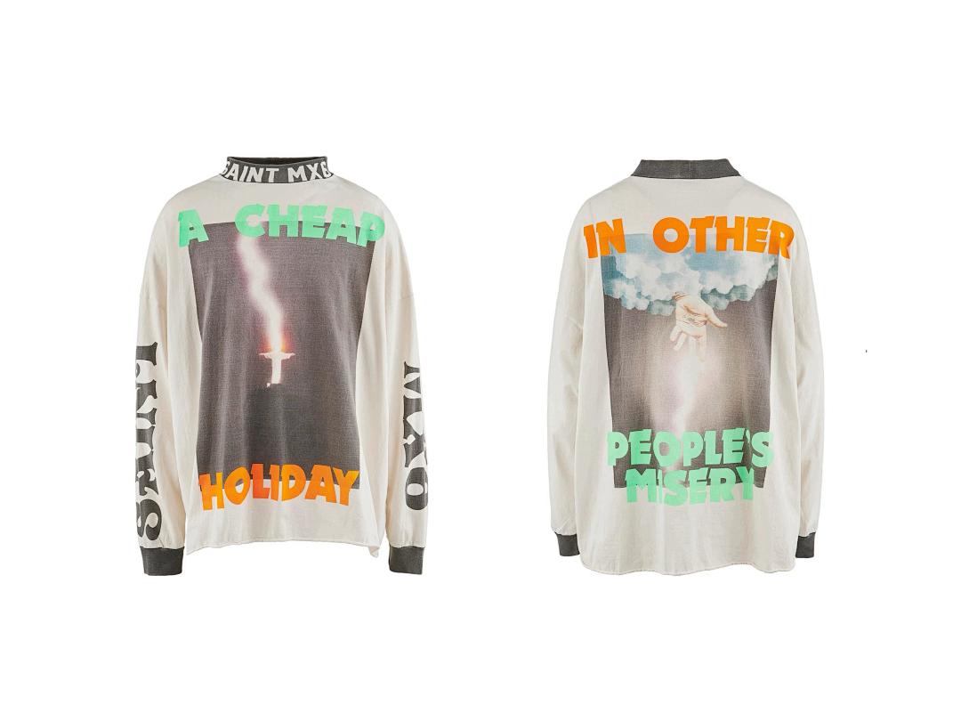 Saint Michael Mock-Neck Photo Print Long Sleeve Sweatshirt