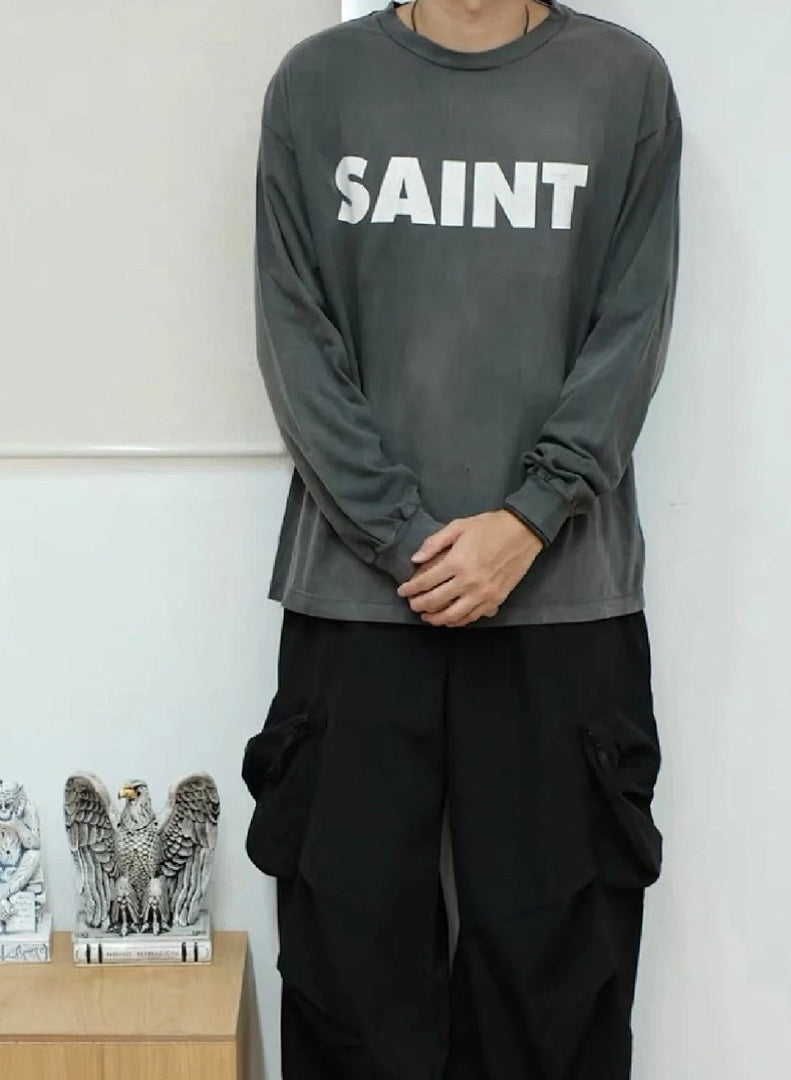 Saint Michael Minimalist Block Logo Long Sleeve Sweatshirt
