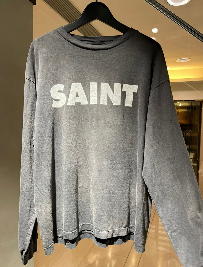 Saint Michael Minimalist Block Logo Long Sleeve Sweatshirt