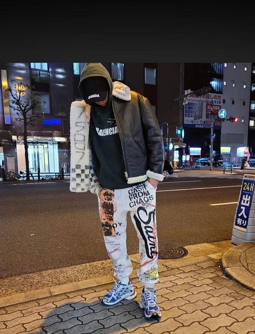Saint Michael ST904 All-Over Graffiti Collage Sweatpants