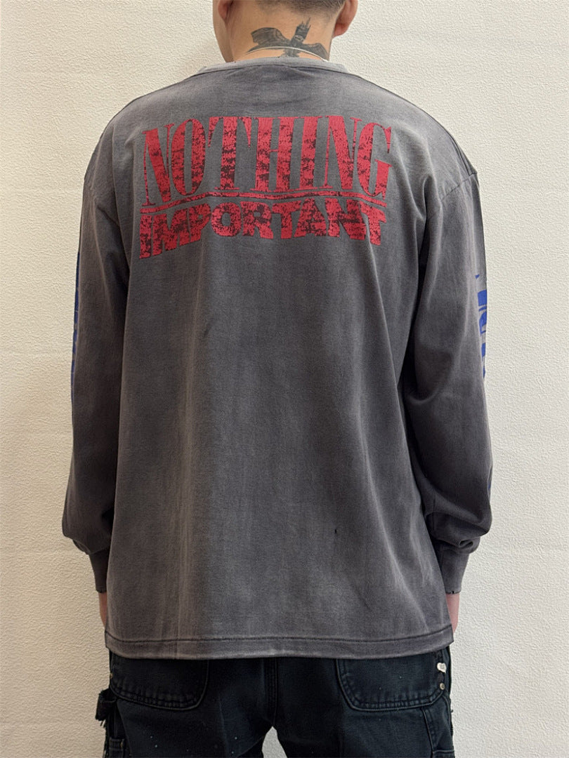 Saint Michael Distressed Graphic Art Long Sleeve Sweatshirt