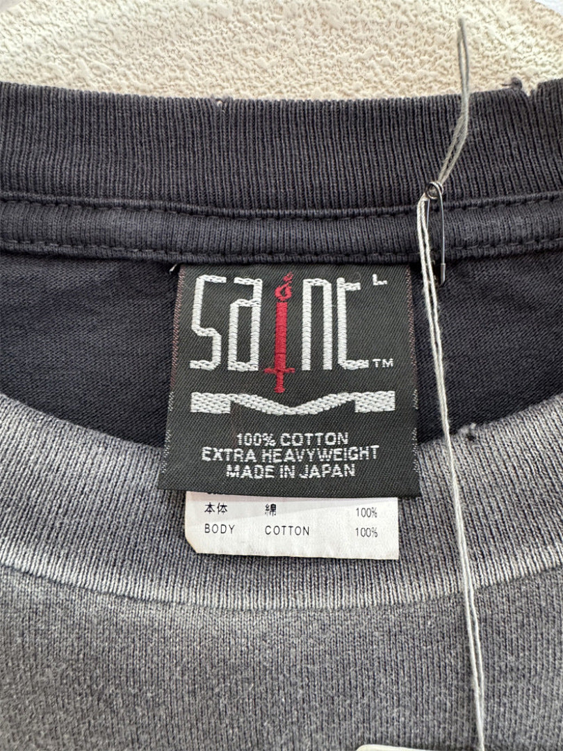 Saint Michael Distressed Graphic Art Long Sleeve Sweatshirt