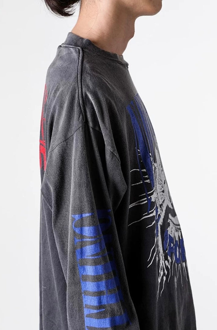 Saint Michael Distressed Graphic Art Long Sleeve Sweatshirt