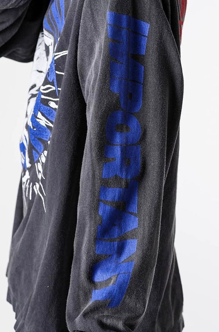 Saint Michael Distressed Graphic Art Long Sleeve Sweatshirt