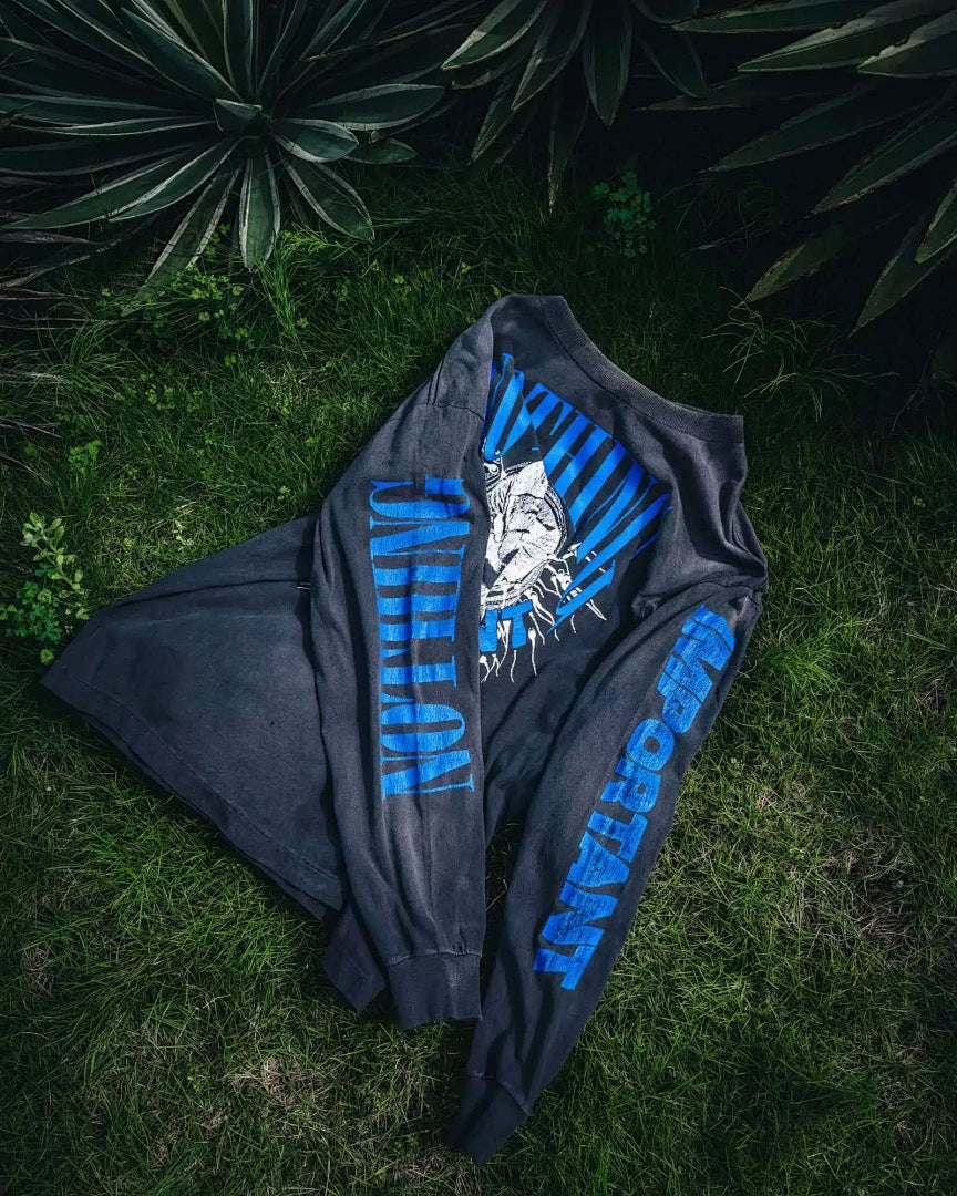 Saint Michael Distressed Graphic Art Long Sleeve Sweatshirt