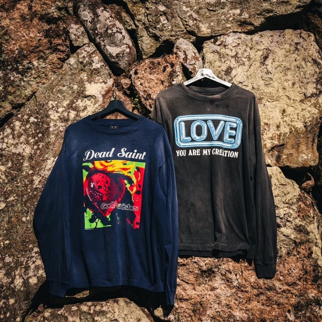 Saint Michael Love Patchwork Graphic Sweatshirt