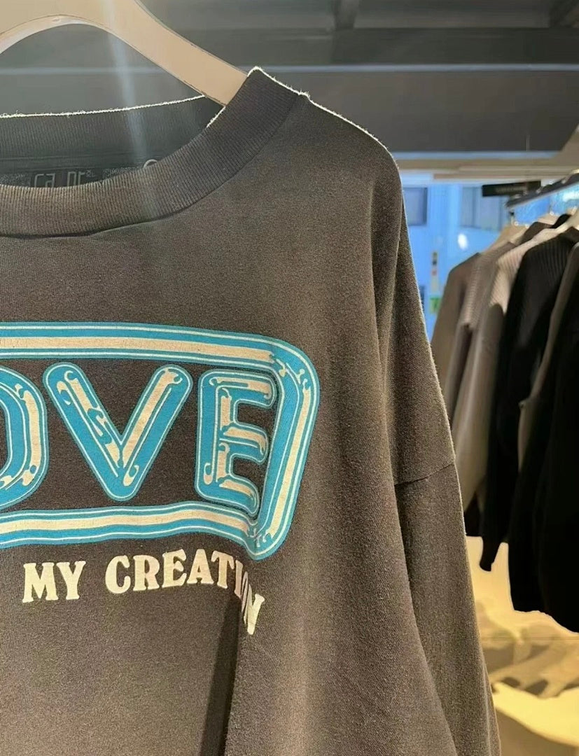 Saint Michael Love Patchwork Graphic Sweatshirt