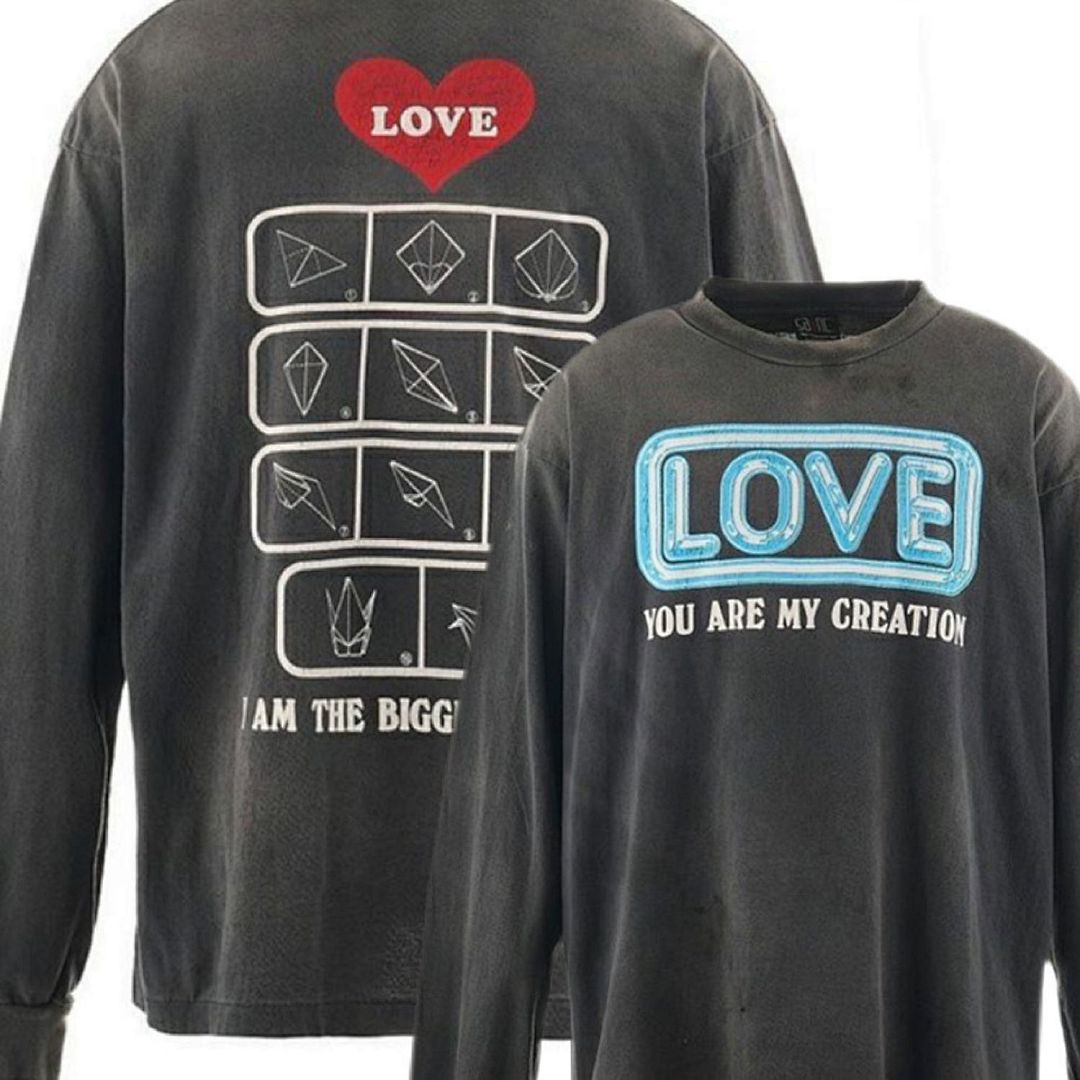 Saint Michael Love Patchwork Graphic Sweatshirt