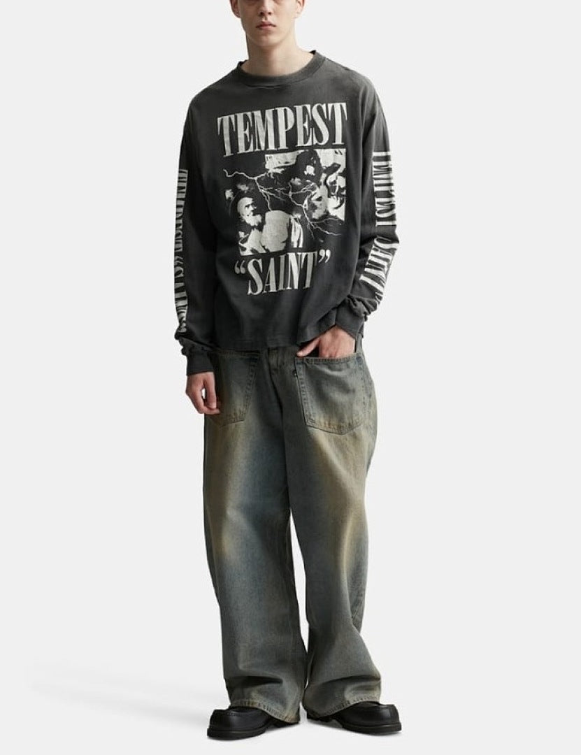 Saint Michael Tempest Graphic & Back Script Sweatshirt