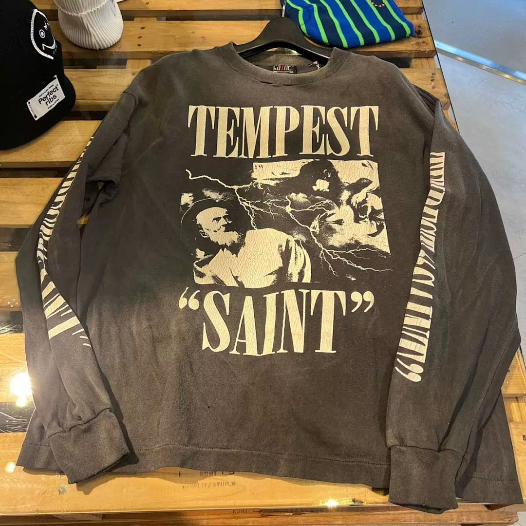 Saint Michael Tempest Graphic & Back Script Sweatshirt
