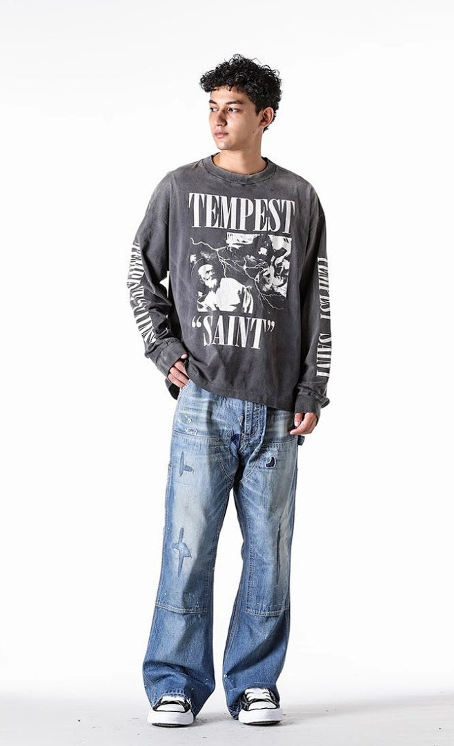 Saint Michael Tempest Graphic & Back Script Sweatshirt
