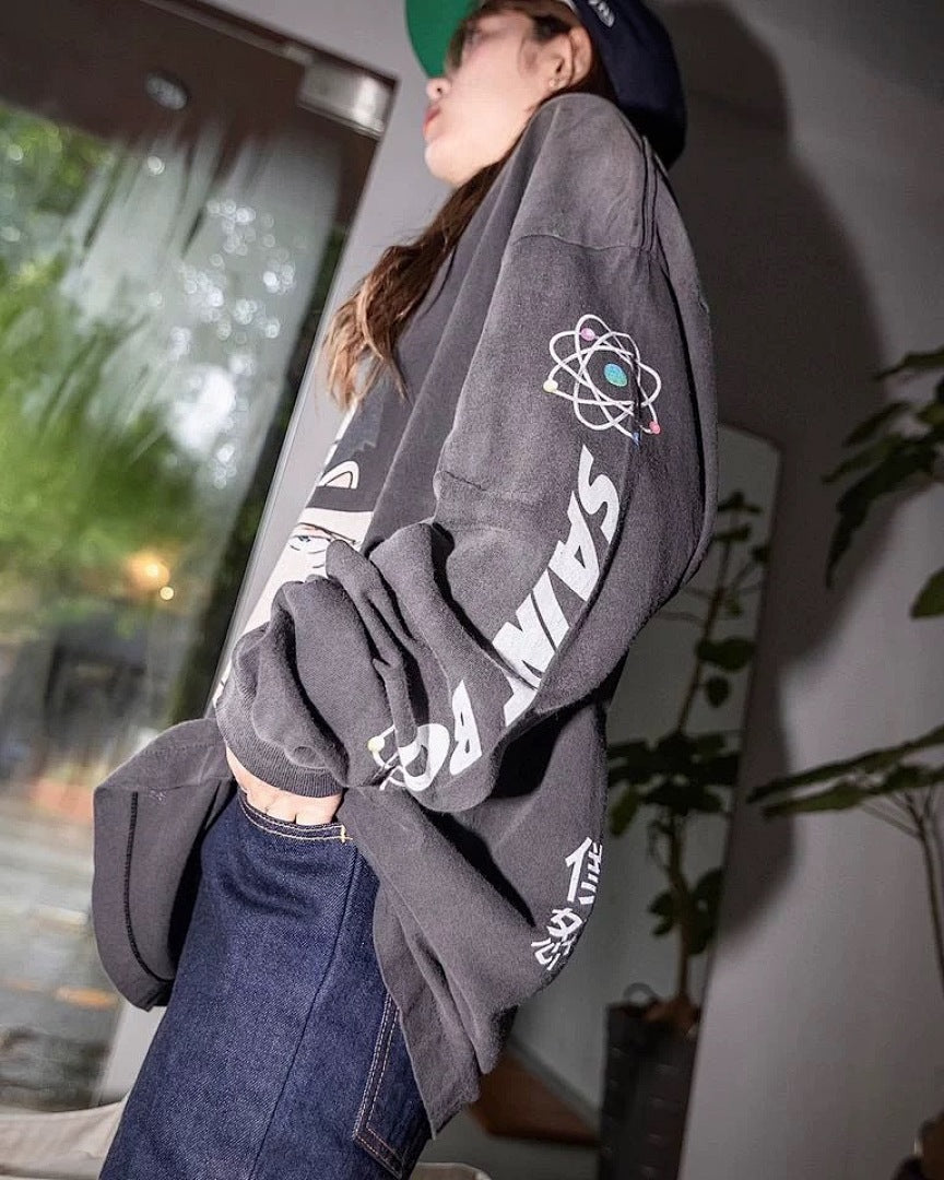 Saint Michael Character Artwork & Text Graphic Sweatshirt