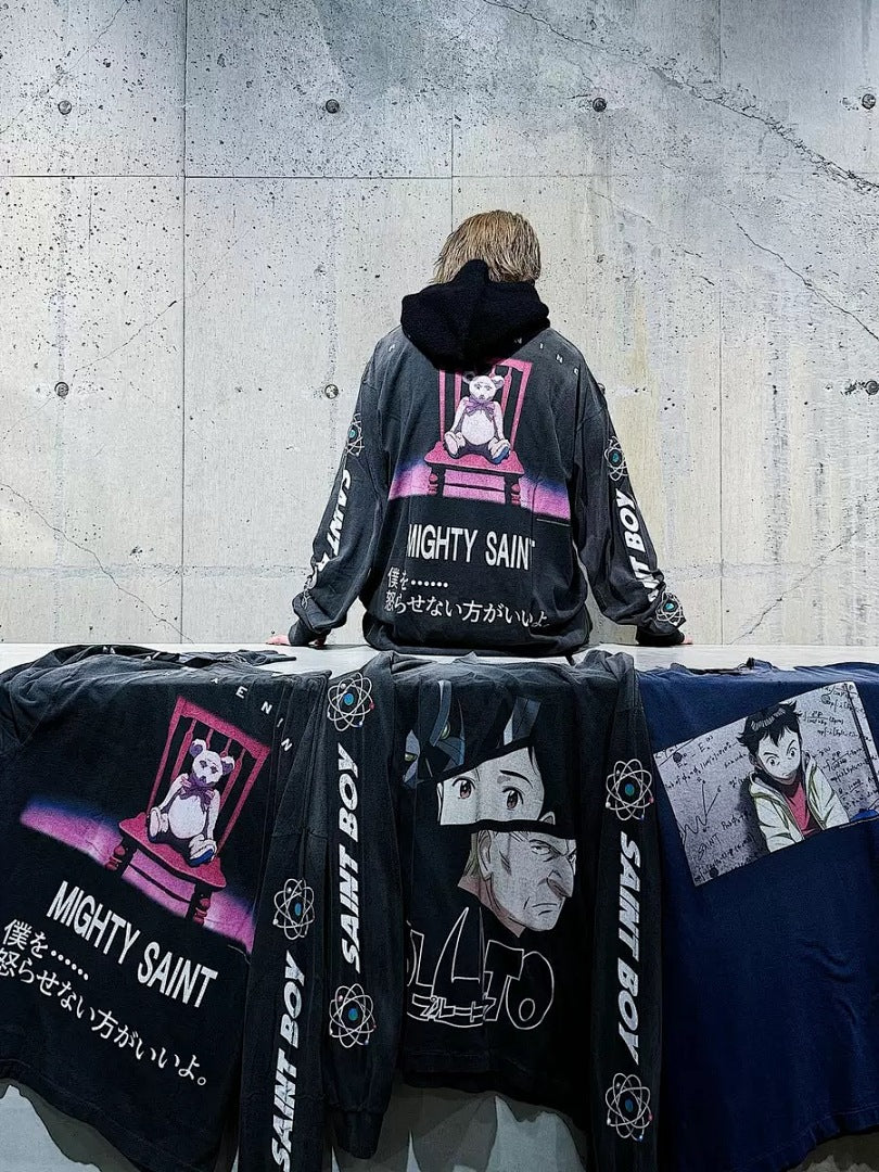 Saint Michael Character Artwork & Text Graphic Sweatshirt