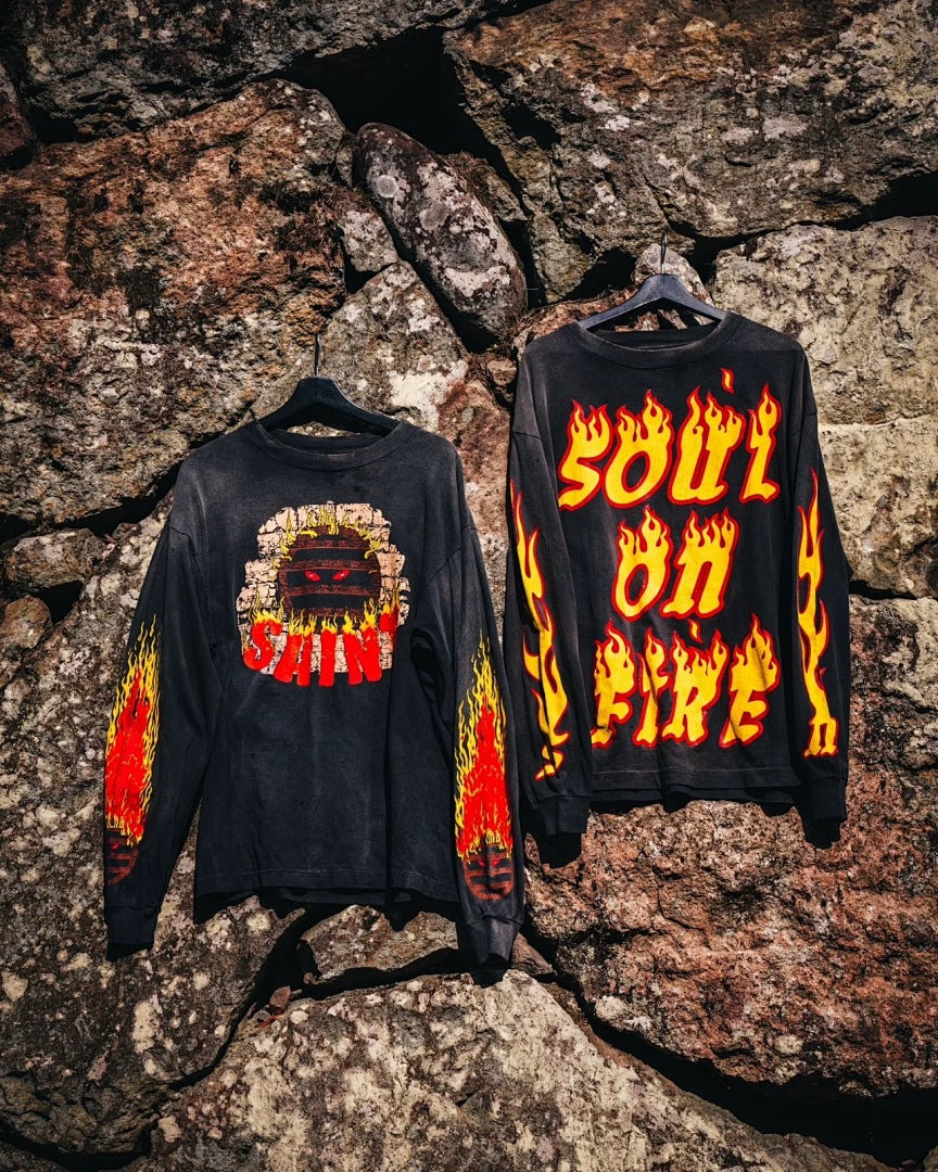 Saint Michael Soul On Fire Flame Sleeve Sweatshirt