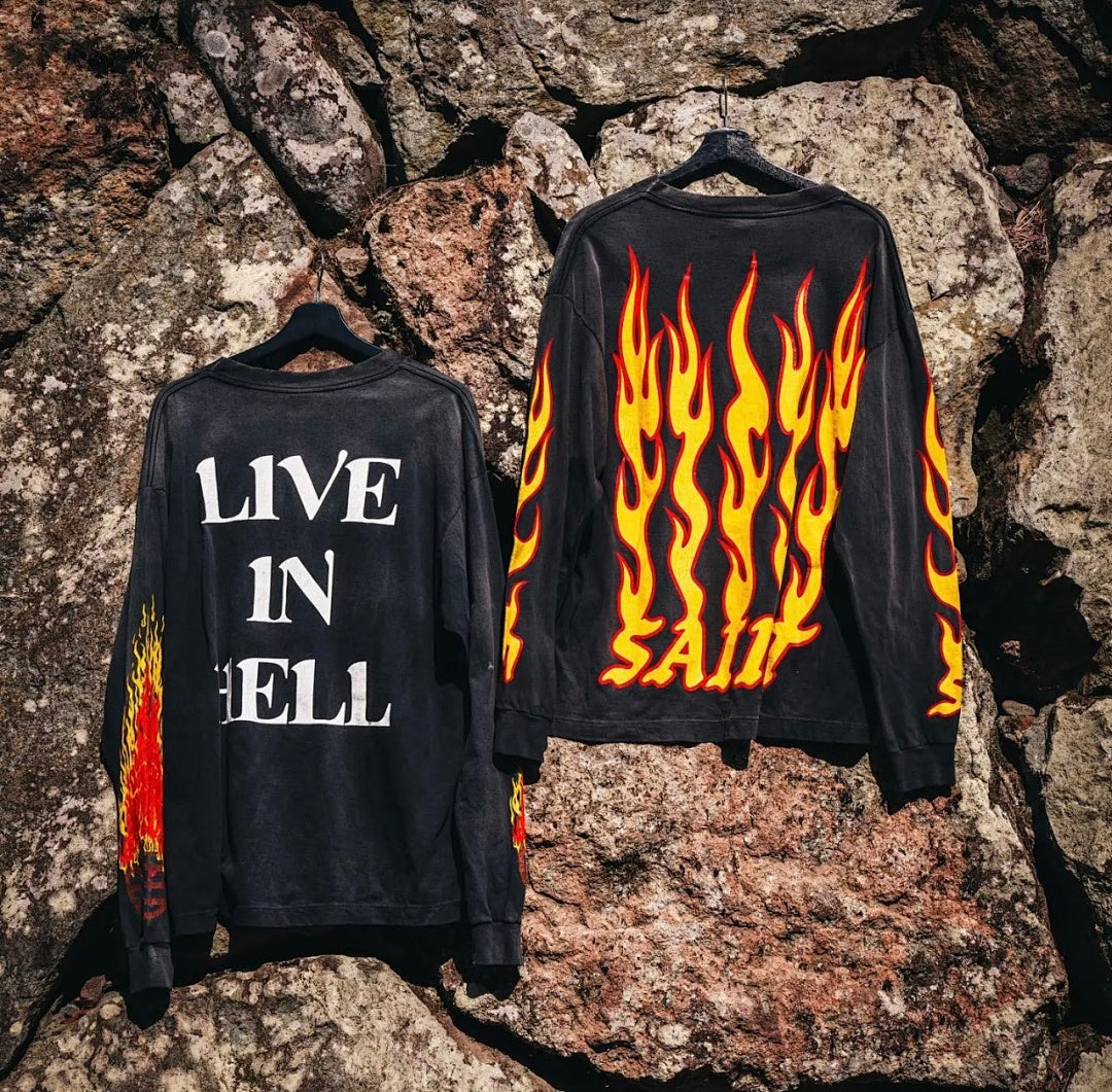 Saint Michael Soul On Fire Flame Sleeve Sweatshirt