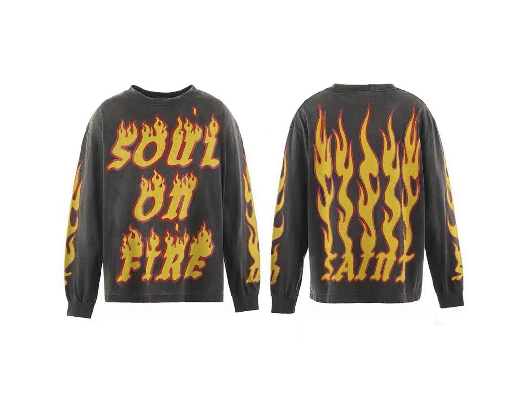 Saint Michael Soul On Fire Flame Sleeve Sweatshirt