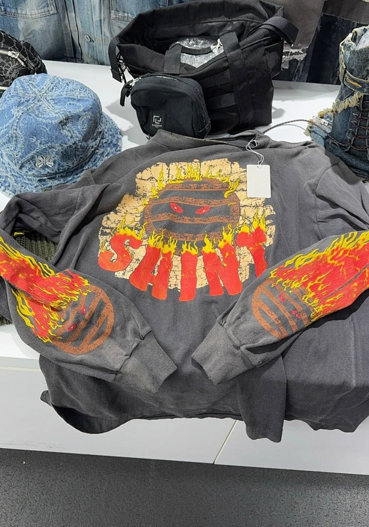 Saint Michael Live In Hell Graphic Vintage Sweatshirt