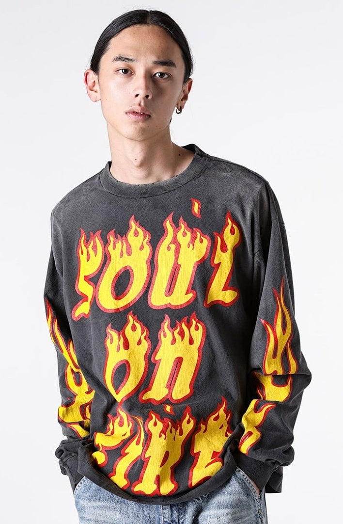 Saint Michael Soul On Fire Flame Sleeve Sweatshirt
