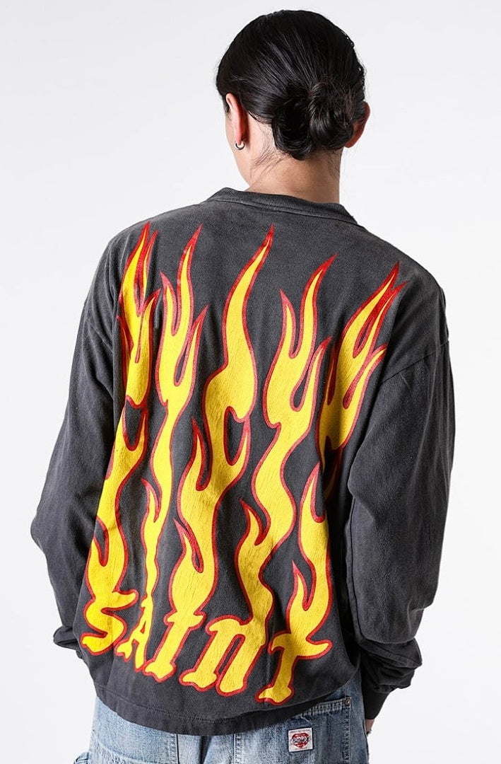 Saint Michael Soul On Fire Flame Sleeve Sweatshirt