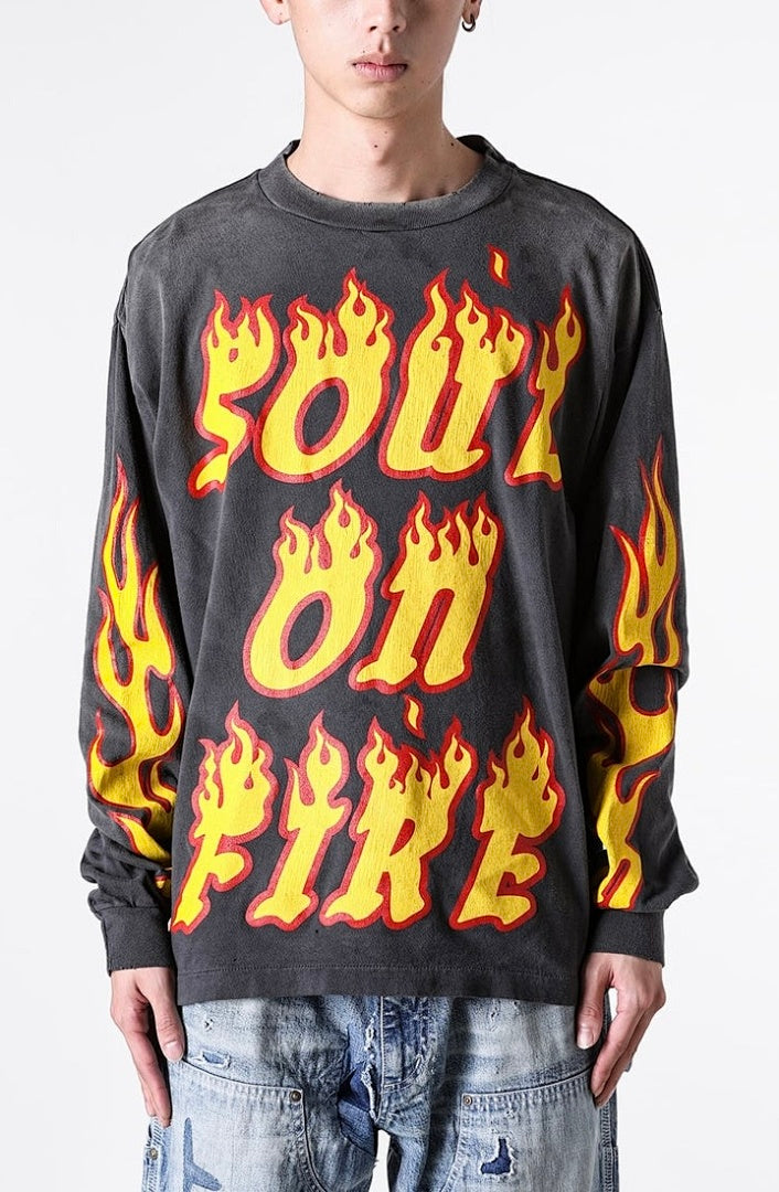 Saint Michael Soul On Fire Flame Sleeve Sweatshirt