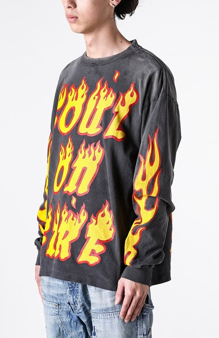 Saint Michael Soul On Fire Flame Sleeve Sweatshirt